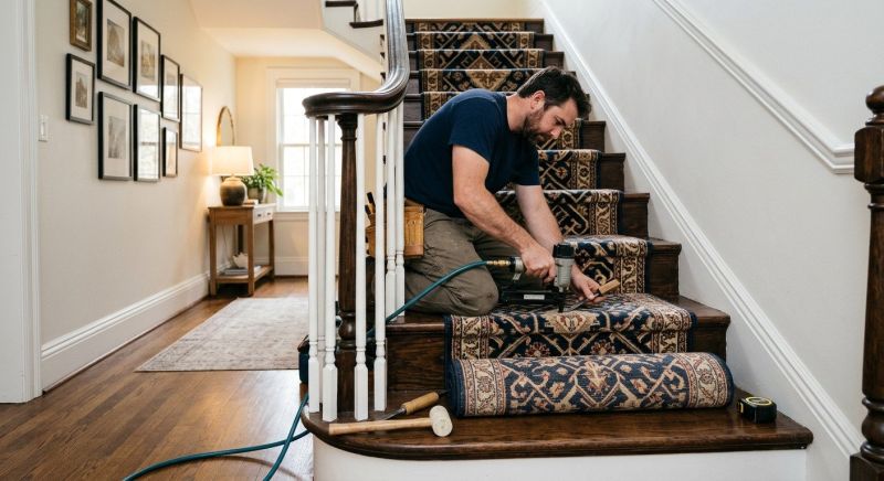 Stair Runner Installation in Somerset County, NJ